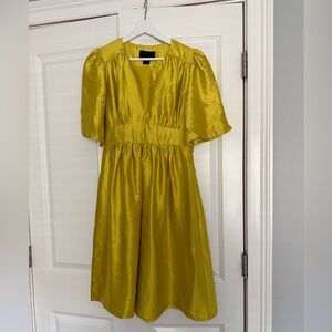 RARE Cynthia Rowley marigold yellow silk dress with sleeves